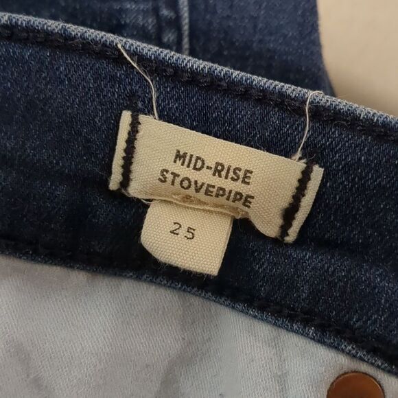 Madewell Women's Mid-Rise Stovepipe Dark Wash Straight Leg Jeans Size 25 - Picture 5 of 6